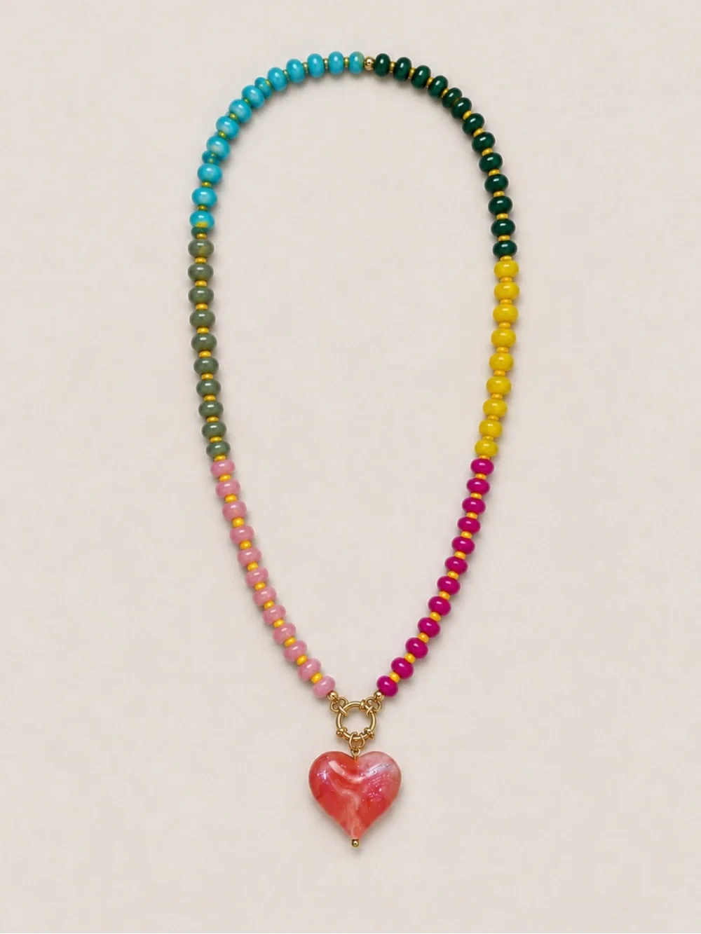 New! Colorful Mixed Beaded Heart Dopamine Necklace NWOT 3010